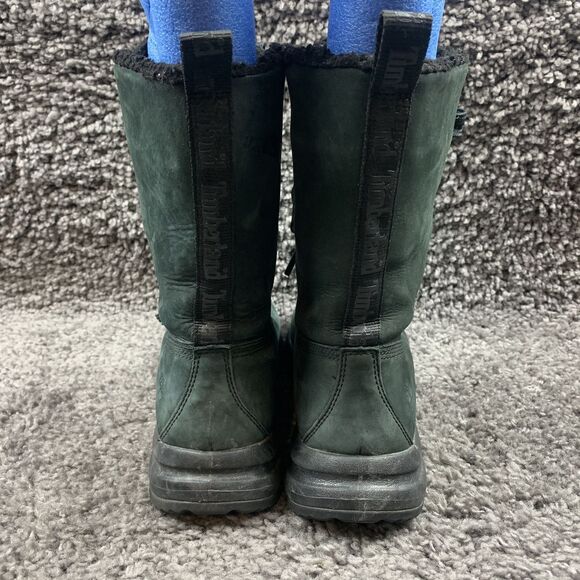 Timberland Women's Black nubuck and fur collar high rise boot size 8.5 - Picture 2 of 9